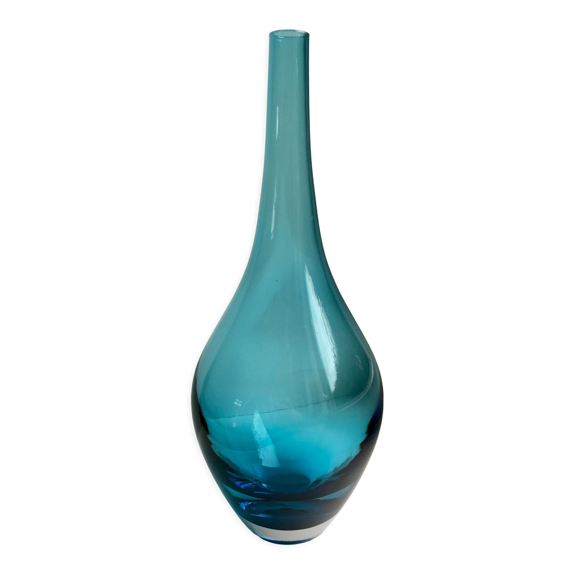 Soliflore / Italian decanter turquoise blue 70s