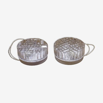 Duo vintage glass wall/ceiling lights