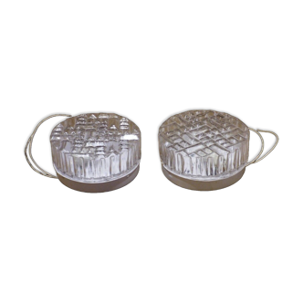 Duo vintage glass wall/ceiling lights