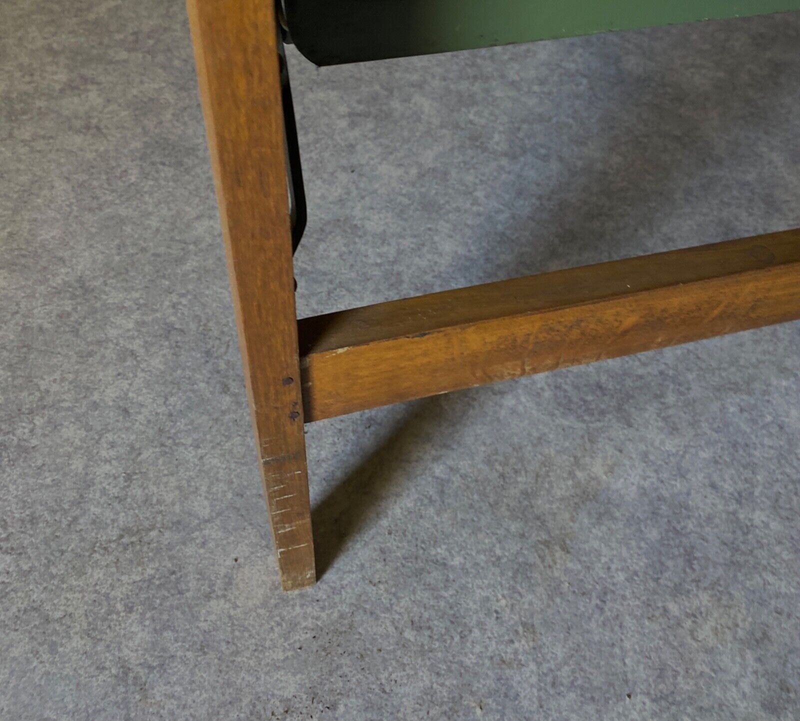 Bed with green metal braces 1960 a person foldable