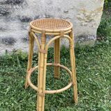 Vintage rattan and cane side table