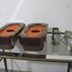 Set of 2 German Orange Lava Ceramic Wall Lamps from the 1960s / 70s Pan Keramik