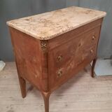 Transitional style chest of drawers in marquetry