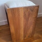 Antique Art Deco piano bench stool rosewood white bouclette fabric