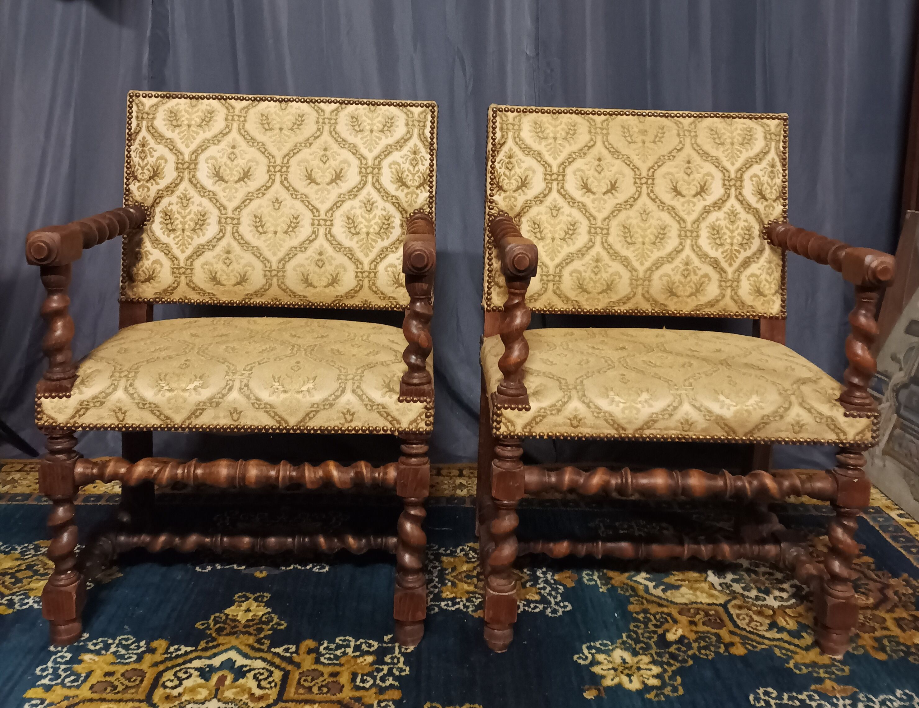 Pair of armchairs Louis XIII style