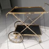 Vintage brass rolling side table, SGDG 1976