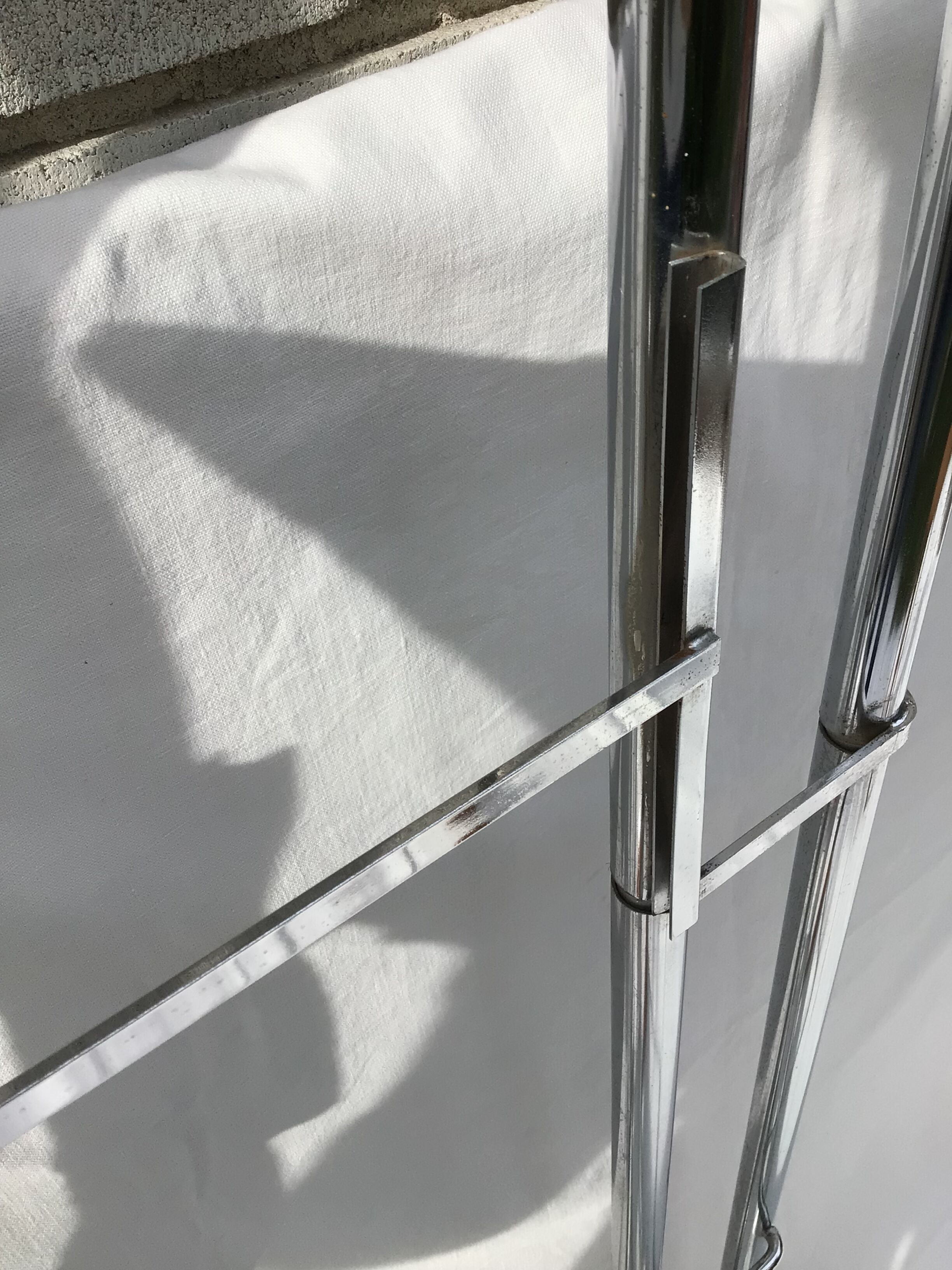 Chrome tubular cloakroom coat rack