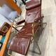 Fauteuil relax inclinable lama en cuir marron et structure tubulaire – italie – années 1960/1970