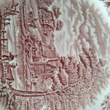 Red English porcelain dinner plate, Grindley, Staffordshire, England