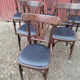 Set of 6 vintage black leatherette bistro chairs