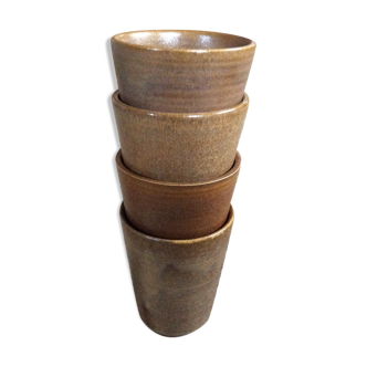 Series of 4 Digoin sandstone cups