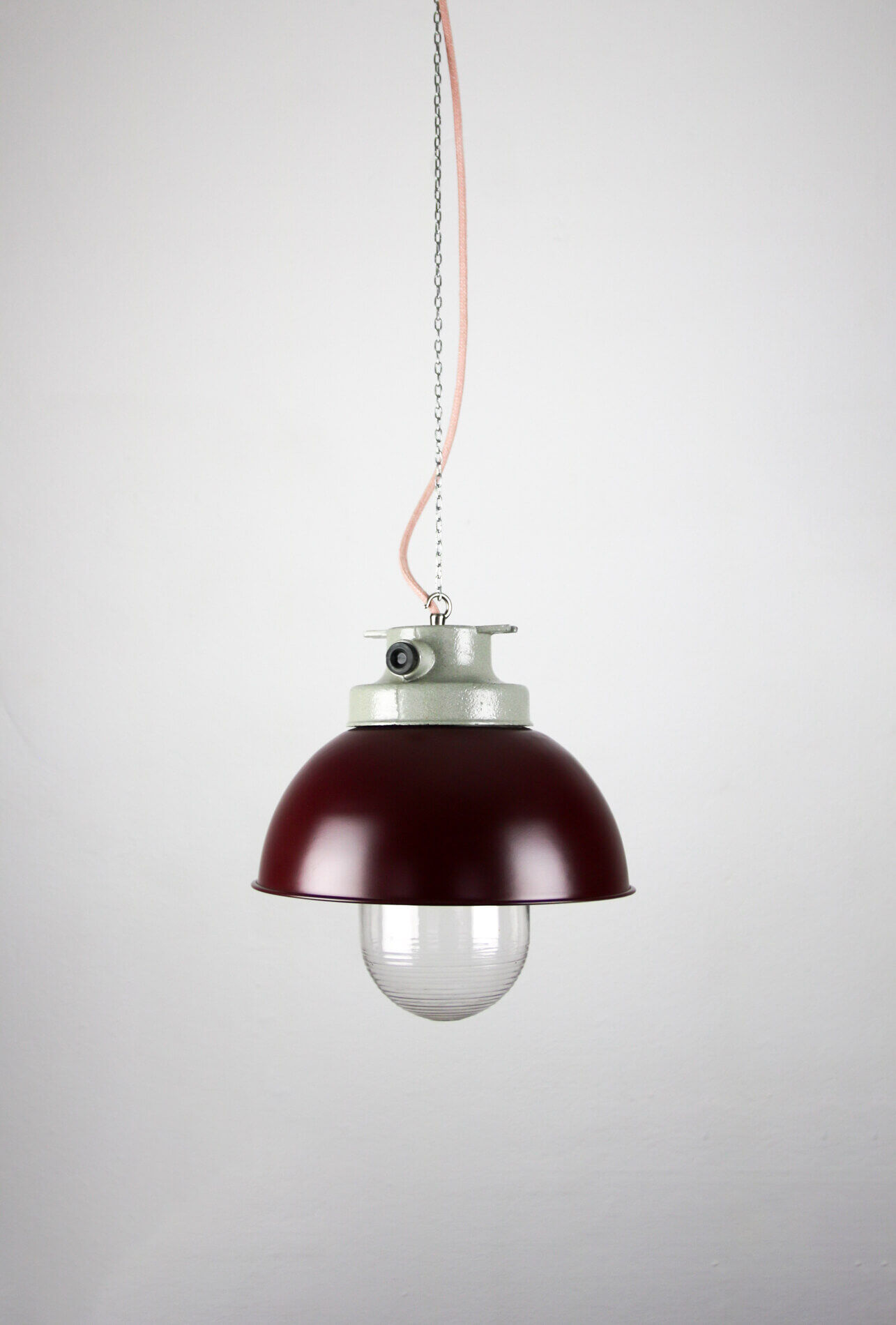 Vintage burgundy big industrial hanging light from TEP