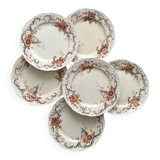 6 polychrome ironstone dinner plates "Wentworth" by Emile Bourgeois