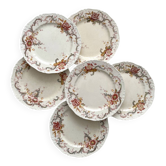 6 assiettes plates terre de fer polychrome "Wentworth" Emile Bourgeois