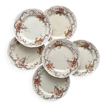6 assiettes plates terre de fer polychrome "Wentworth" Emile Bourgeois