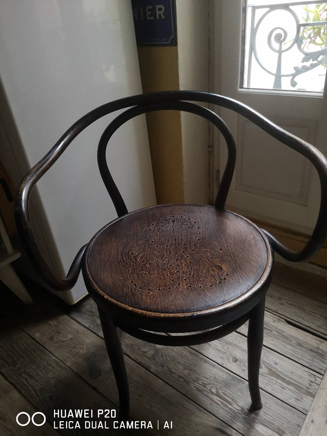 Curved wooden office armchair, Konh edition in Austria