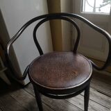 Curved wooden office armchair, Konh edition in Austria