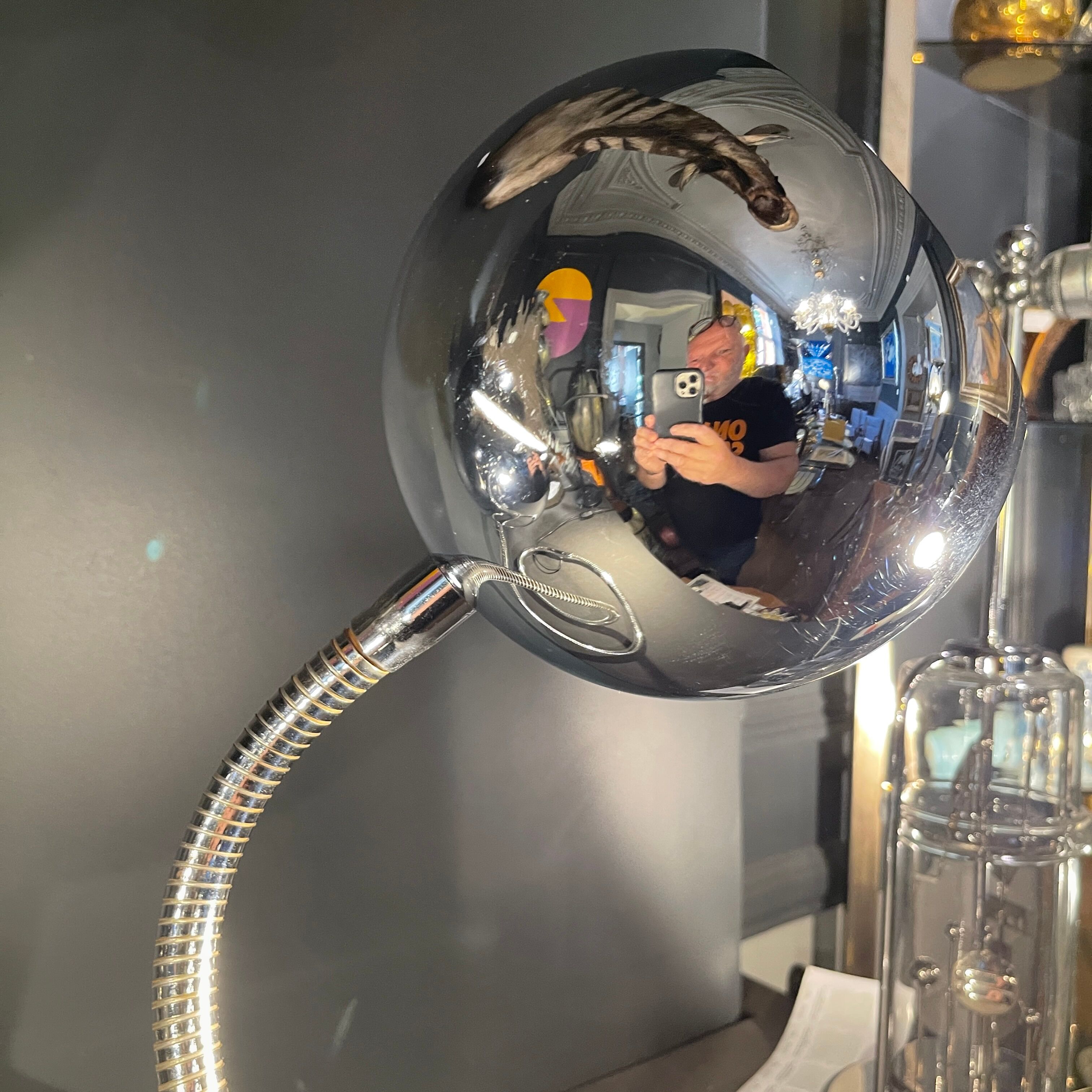 Flexible "snake eye balls" lamp by Goffredo Reggiani, chrome steel 1970s