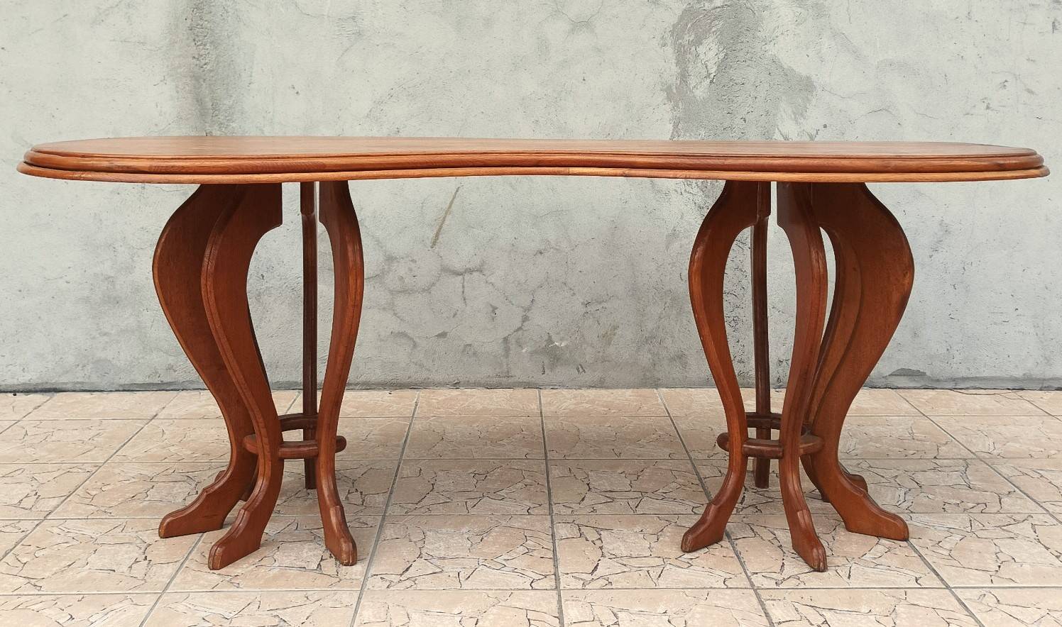 Brutalist table in solid oak