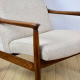 Fauteuil GFM-64, design d'Edmund Homa des années 70, bouclé beige - 2 pièces disponibles