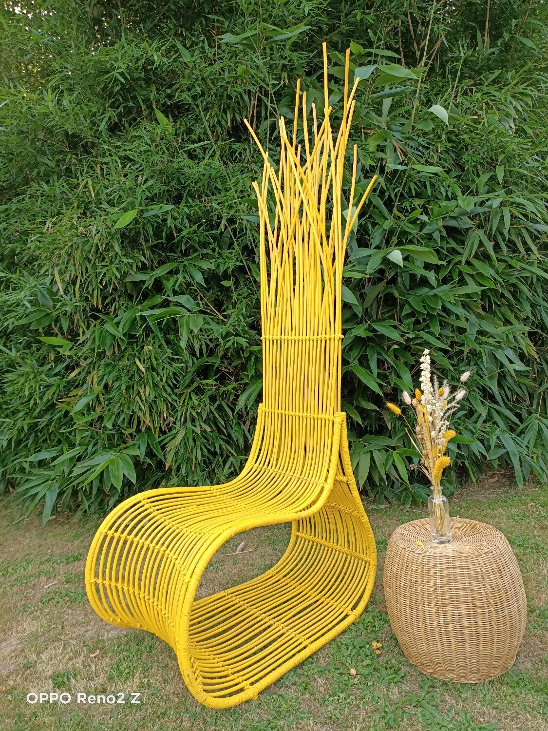 Yellow armchair"wave" rattan