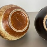 Set of Two Pottery Fat Lava Vases "Multi-Color" by Scheurich, Germany, 1970s