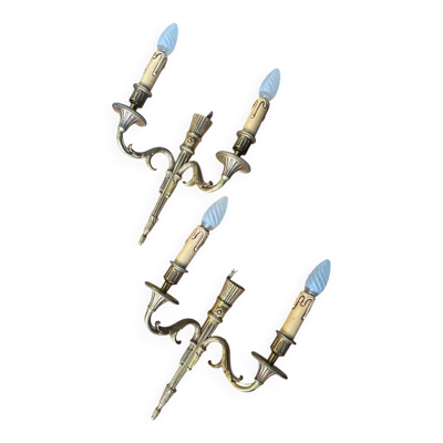 Paire d’appliques murales en bronze style Louis XVI – 2 bras