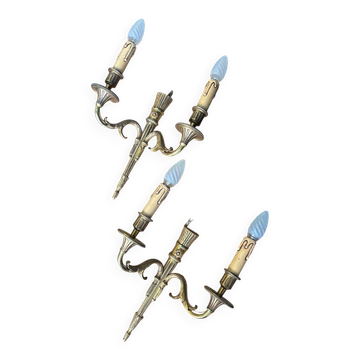 Paire d’appliques murales en bronze style Louis XVI – 2 bras
