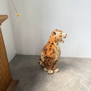 XL Italian ceramic leopard sculpture statue 1970