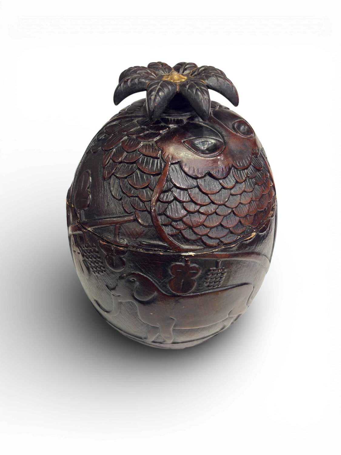 Seau à glace ancien Noix de Coco decors ananas et animaux