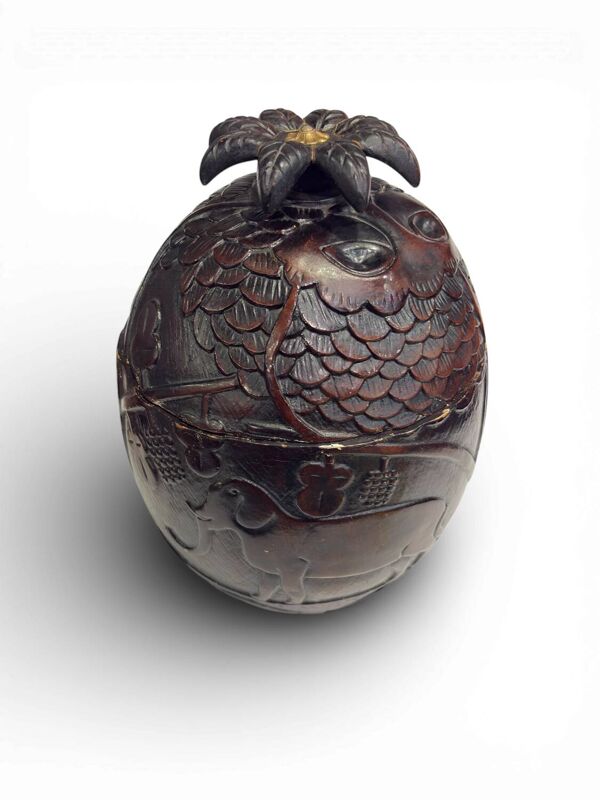 Seau à glace ancien Noix de Coco decors ananas et animaux