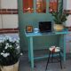 Console vintage vert menthe avec son tabouret