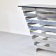 Italian stacked chrome and tinted glass console 1970
