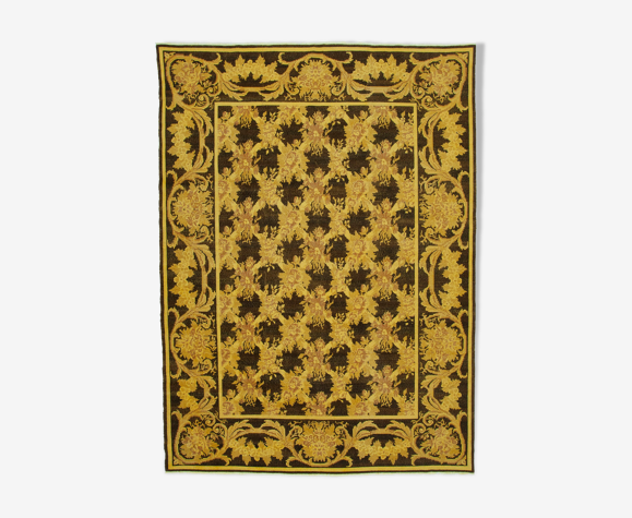Tapis persan surteint tissé à la main 273 cm x 372 cm tapis en laine jaune