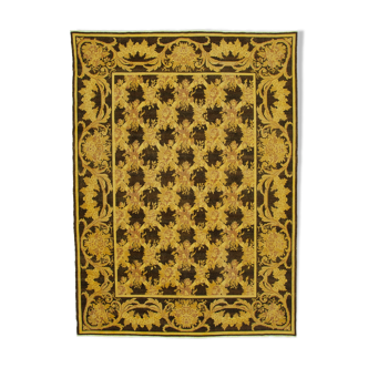 Handwoven Persian Overdyed 273 cm x 372 cm Yellow Wool Carpet