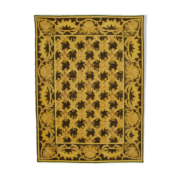 Handwoven Persian Overdyed 273 cm x 372 cm Yellow Wool Carpet