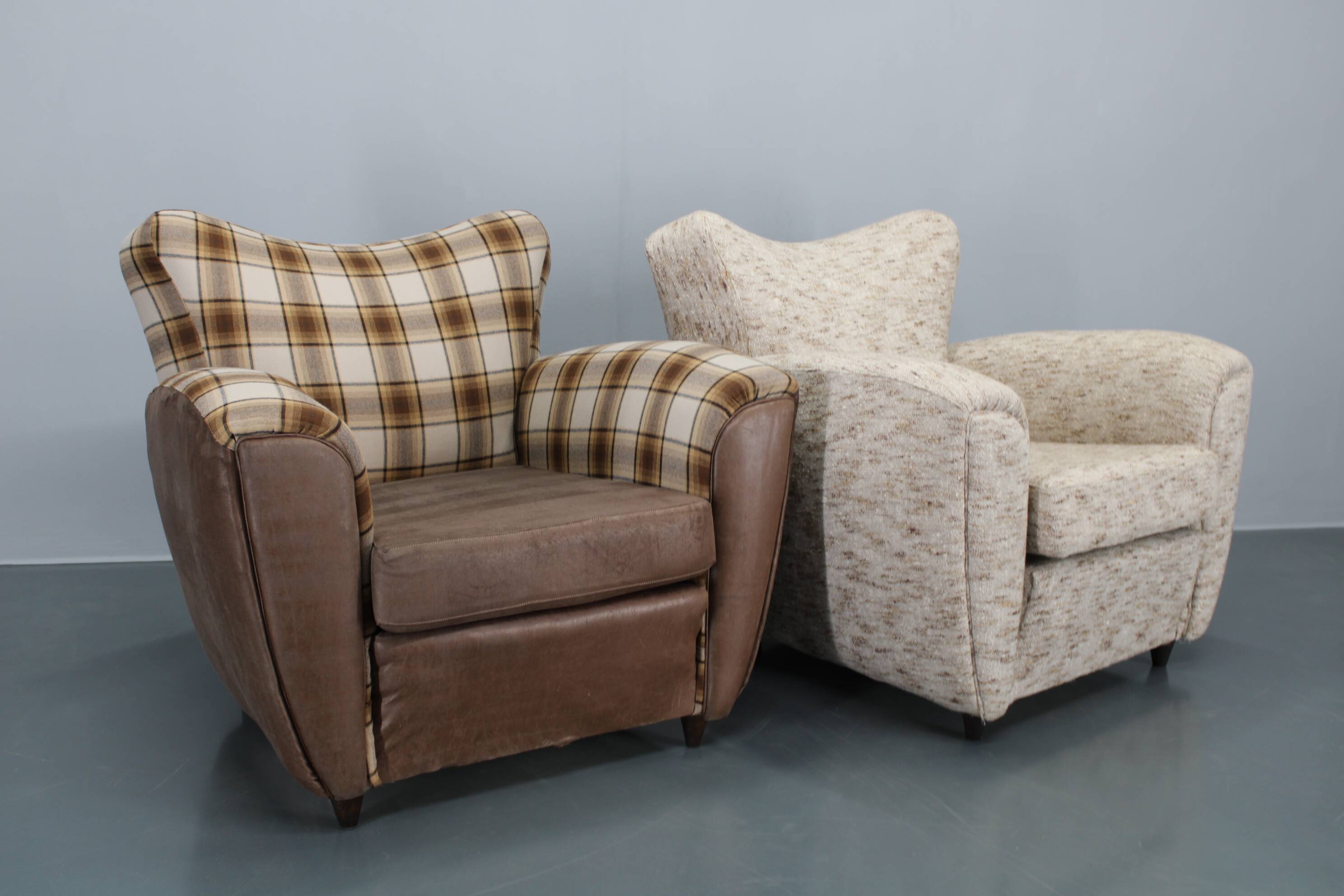 1940s Pair of Large Italian Club Armchairs