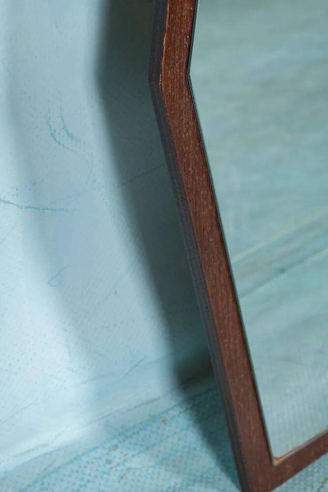 Hexacon Art Deco vintage mirror from the 1950s in wenge.