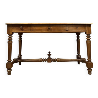Louis XVI style center desk in solid walnut circa 1850