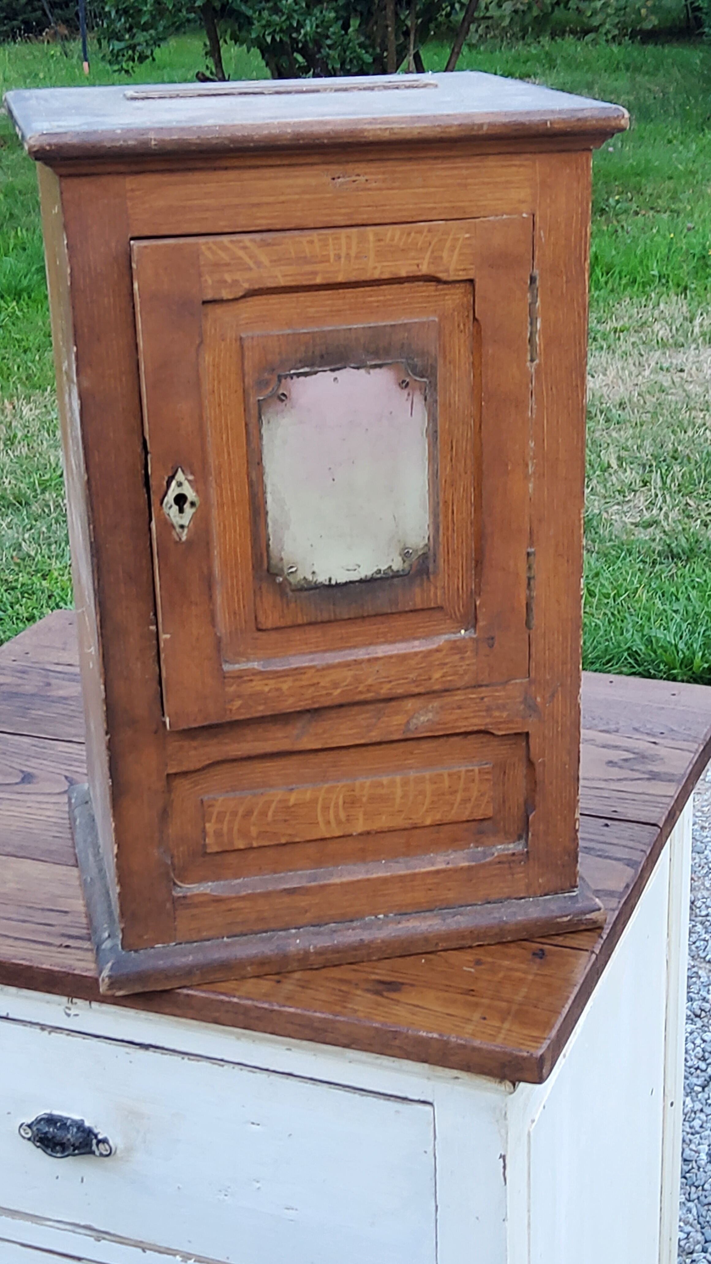 Old oak and brass mailbox