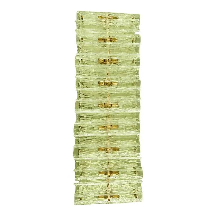Green Italian Luxury Brass Wall Sconce Murano Glass or Flush Mount