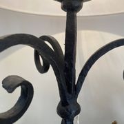 Lampe fer forgé, câble tissu 2M, abat-jour coton