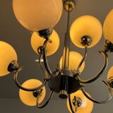 Space age chandelier in opaline and chrome metal