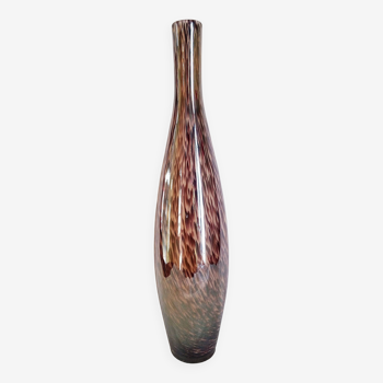 Murano glass bottle vase, brown and beige rain patterns, h - 41 cm.