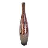 Murano glass bottle vase, brown and beige rain patterns, h - 41 cm.