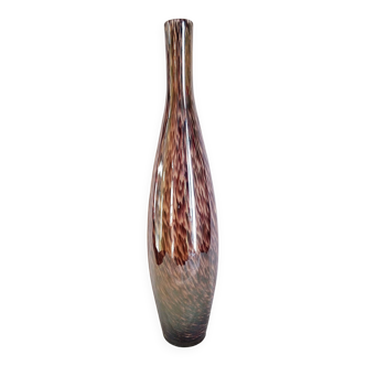 Murano glass bottle vase, brown and beige rain patterns, h - 41 cm.