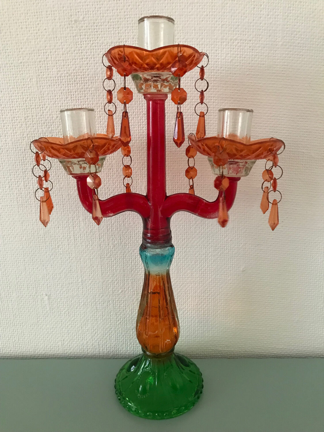 Candlestick glass tassels colors baroque chandelier