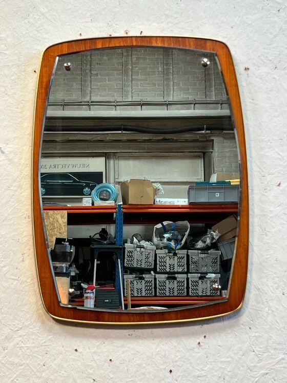 Vintage Mirror, Teak Wood, Sweden 1950's