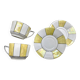 60s striped iridescent porcelain coffee service, 2 cups + 2 vintage saucers