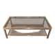 Coffee Table with Double Top in Brushed Steel and Brass, Guy Lefèvre for Ma